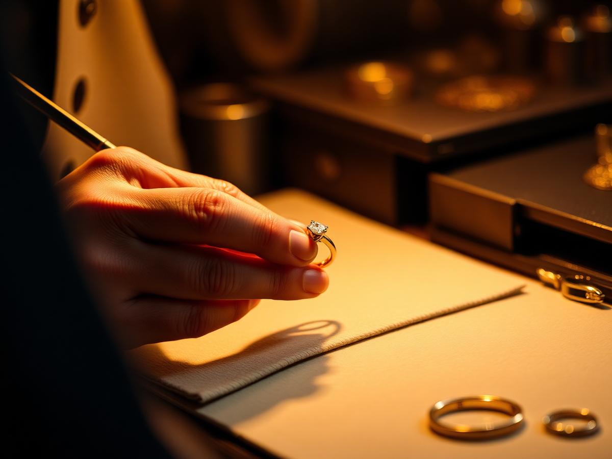 Master jeweler crafting an 18K gold ring